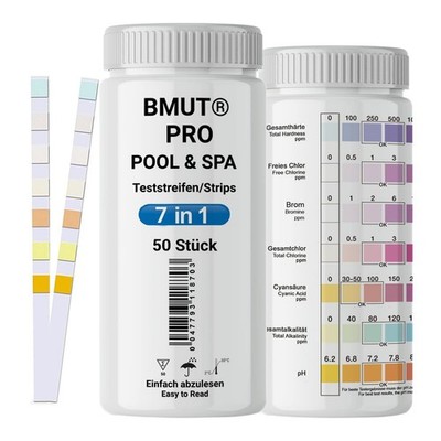150x 7in1 Pool Spa Test Whirlpool Wassertester Teststreifen Chlor pH Härte Tube