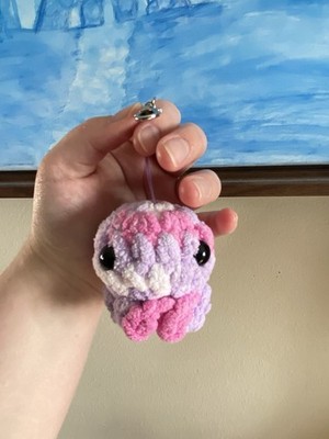 Crochet Small Pink/Purple Octopus Keychain - Handmade