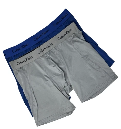 CALVIN KLEIN 2 MENS MEDIUM GREY & BLUE BOXER BRIEFS UNDERWEAR
