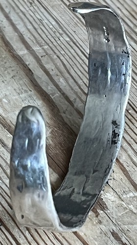 Artisan Textured Minimalist Design Hand Made Silver 925 Hallmarked Cuff Bracelet - Picture 6 of 13
