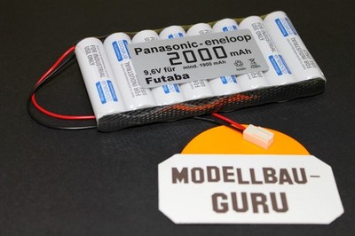 Senderakku für Futaba 2000 mAh 9,6 V Akku AA eneloop FX T-3 PJ PDF Skysport FF 6