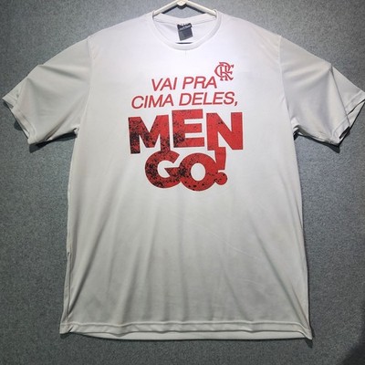 Flamengo Braziline Soccer Shirt Vai Pra Cima Deles Mengo White Red Men s Large G