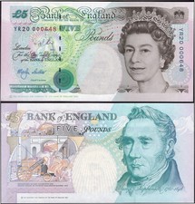 M.Lowther. Five Pounds Millenium YR20 000648 AU-UNC.