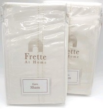 Frette Tiber Hemstitch Euro Pillow Shams Ivory Set of TWO Shams NEW JL925024