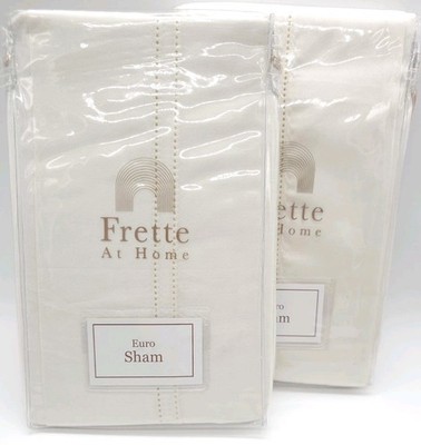 Frette Tiber Hemstitch Euro Pillow Shams Ivory Set of TWO Shams NEW JL925024