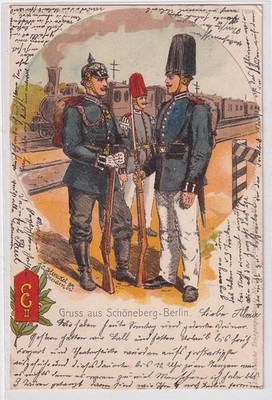 52752 Ak Lithographie Gruß aus Schöneberg-Berlin EisenbahnRegiment II 1905