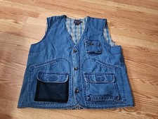 Vintage Woolrich Utility Hunting Fishing Outdoor Vest Men  s Size L Blue