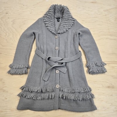 Womens Cupio Knitted Long Jacket Button Up Size Large