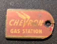 vintage 1940's/50's chevron gas station key tag original 1.75"x1"