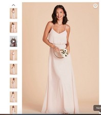 Birdy Grey Gwennie Dress in Pale Blush Chiffon Bridesmaid Dress Prom Sz M EUC