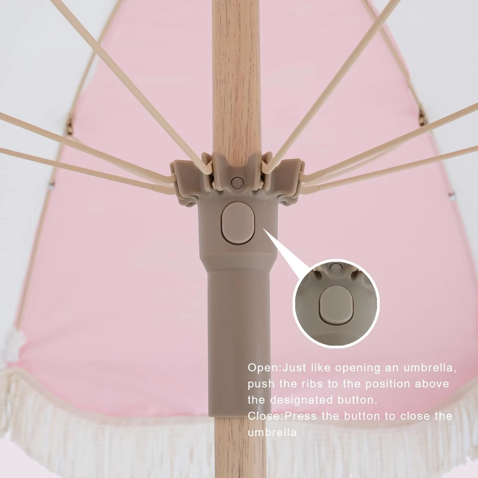 7ft Boho Beach & Patio Umbrella with Fringe, Market Umbrellas with UPF 50+ UV... - Image 3 of 4