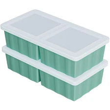 2-Pack Silicone Freezer Tray for Soup, 2-Cup Portions with Lid for Meal Prep
