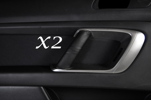BLACK STITCH FITS SUBARU LEGACY 2003-2009 2X REAR DOOR HANDLE LEATHER COVERS - Picture 1 of 3