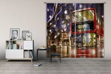 3D Snow Bus A4304 Transport Photo Curtain Window Blockout Fabric Amy 2023