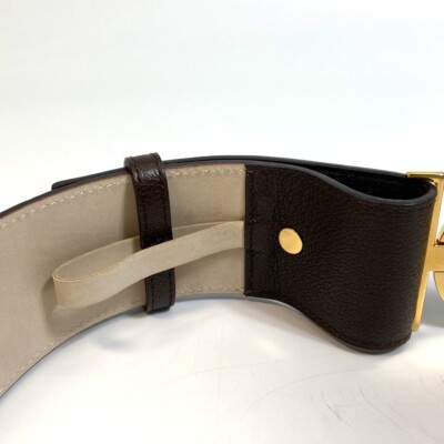 UNUSED BVLGARI Bulgari-Bulgari Belt Dark Brown/GoldHW Leather | eBay