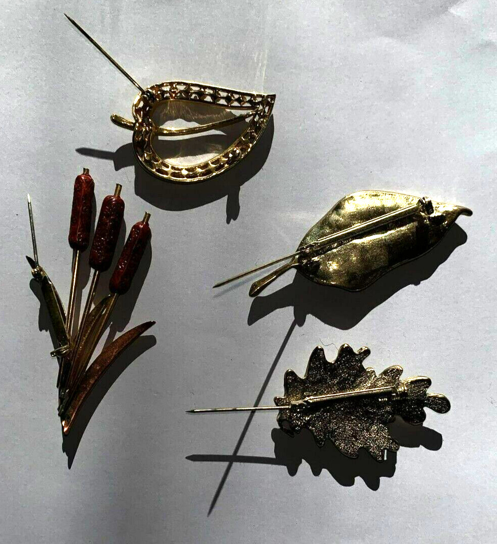 Vintage brooch leaf/cattail collection. Beautiful. - image 6