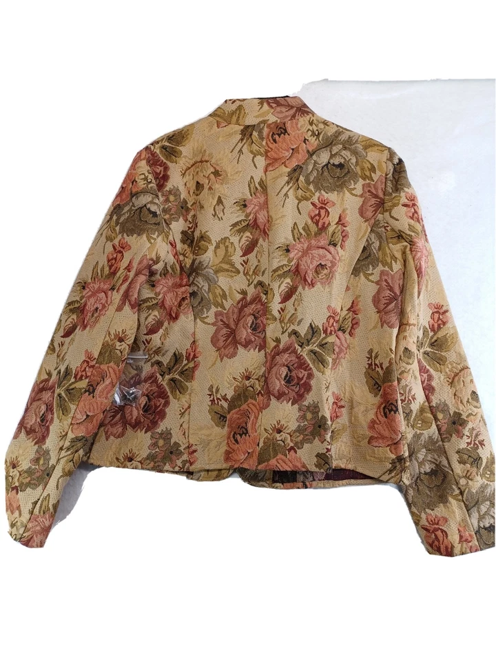 Blazer Chadwicks Mujer 8 Marrón Floral Carrera Manga 3/4 Algodón Elástico Nuevo Foto 2 de 4