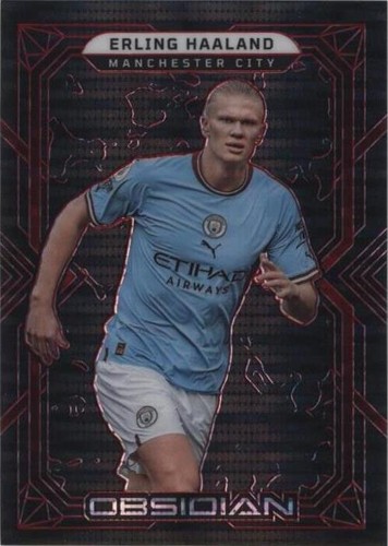 2022-23 Panini Obsidian ERLING HAALAND Black Colorblast SSP Man
