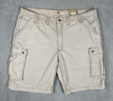 Carhartt Rugged Cargo Shorts Mens 44 x 11 Biege Khaki Relaxed Fit Workwear NWT