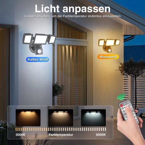 2400lm LED 30W Fluter Außenlampe mit Bewegungsmelder Sicherheit Wandleuchte IP65 - Bild 2 von 15