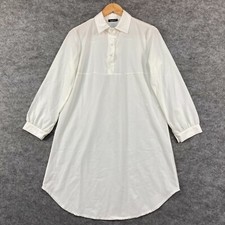 Boohoo Womens Dress Size 10 White Long Sleeve Collared Sheer 32120