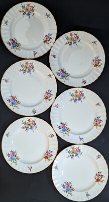6 schöne Vintage Royal Worcester Roanoke Muster Kuchen/Beilagen Teller 18 cm.
