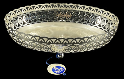 Vintage WMF Ikora Germany Silver Plate Reticulated Footed Oval Basket 1973