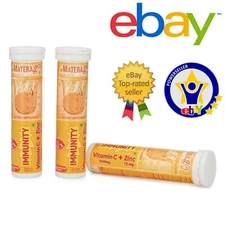 Vitamin C+ 100 Tablets Zinc Orange Flavored Effervescent Max Absorption