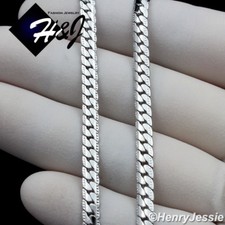 18-40"MEN Stainless Steel 6mm Silver Diamond Cut Miami Cuban Chain Necklace