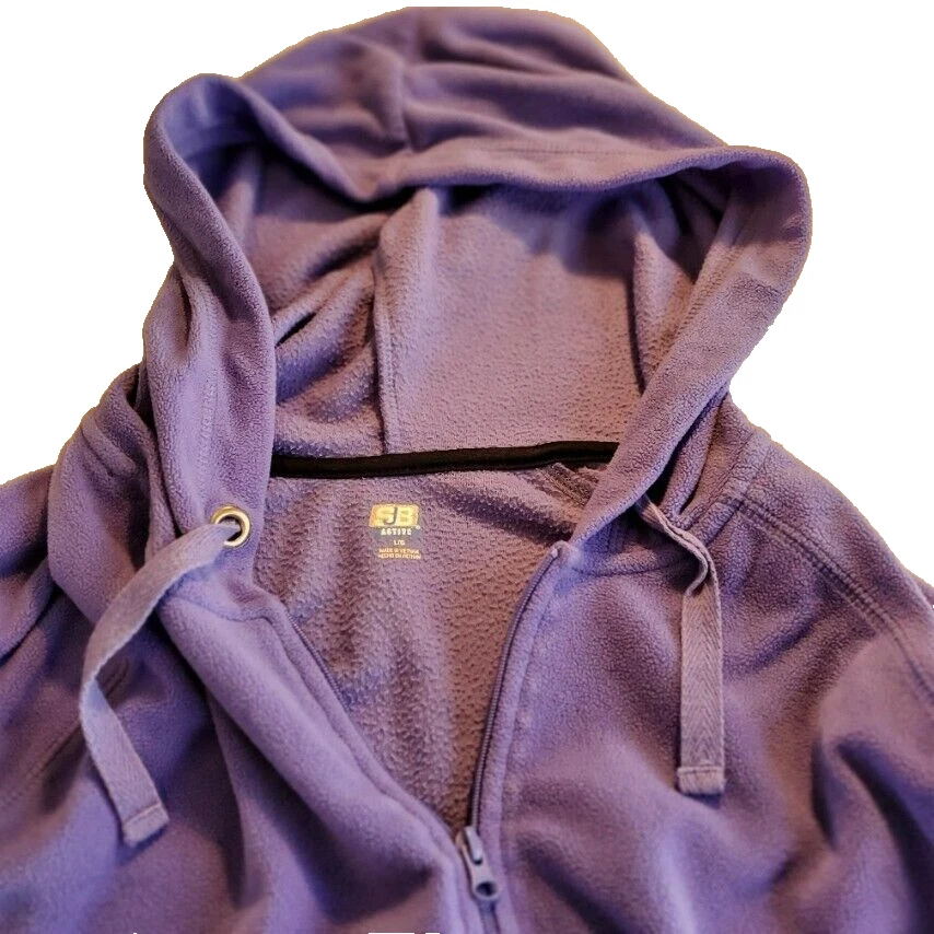 Pullover SJB Active Ligero con Capucha Mangas Largas Púrpura Polar 1/4 Cremallera L Grande Foto 3 de 4