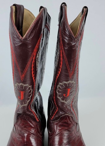 Botas Jackal Men’s Boots Size 8 Burgundy with Red & White Stitching Very Good - Picture 3 of 9