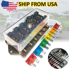 Universal Blade Fuse Box 6-Way Waterproof Fuse Holder Block Car Boat Bus SUV .