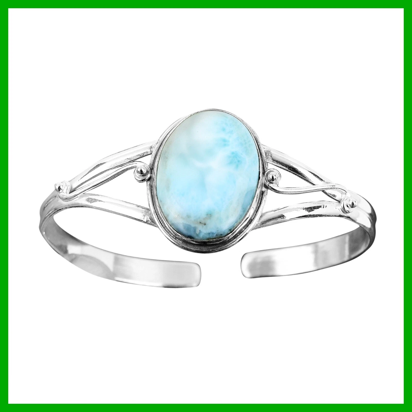VALENTINO Bracciale Argento 925 Ovale Naturale Larimar Figlia Regalo Lunetta Matrimonio Nuovo
