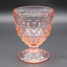 Vintage Cubist Pink Depression Glass Footed Tall Sherbet - Excellent Condition