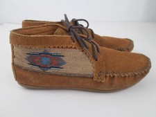 Minnetonka Moccasin Shoes Womena 8 Suede Leather Aztec Tribal Ankle Bootie