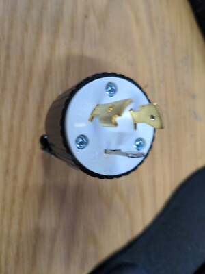 Cooper L520P 20 Amp, 125 Volt, NEMA L5-20P, 2P, 3W, Locking Plug, Black/White