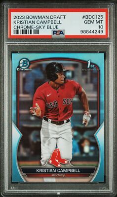 PSA 10 KRISTIAN CAMPBELL 1st 2023 Bowman Chrome SKY BLUE REFRACTOR 