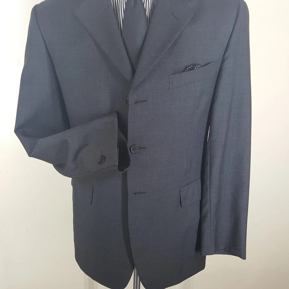 Blazer/abrigo deportivo gris ROMEO GIGLI 3 Btn ventilaciones laterales 4 estaciones lana 40 regular  Foto 3 de 4