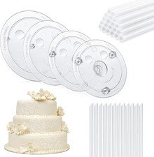 Cake Support Rods & Separator Plates Set | 4 Boards + 32 Rods for Tiered Cakes