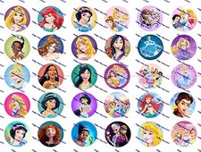 30 Precut 1" Princesses Bottle cap Image Set 2