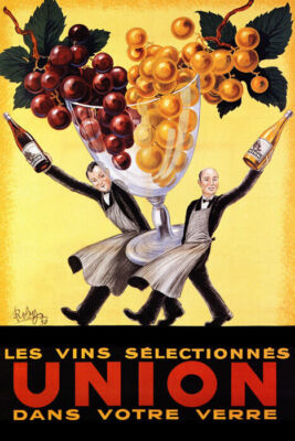 Union Vins Selectionnes French Wine Glass Vintage Ad Wall Art