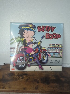 Vintage 2008 Betty Boop Calender Motorcycle Graphic Comic Image BRAND NEW SEALED