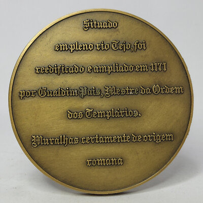 Médaille En Bronze – Château Portugais D'Almourol – 9 Cm – Pièce De Collection