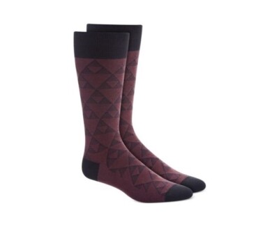 Alfani Men's Linear Triangle Socks Red Size 10-13