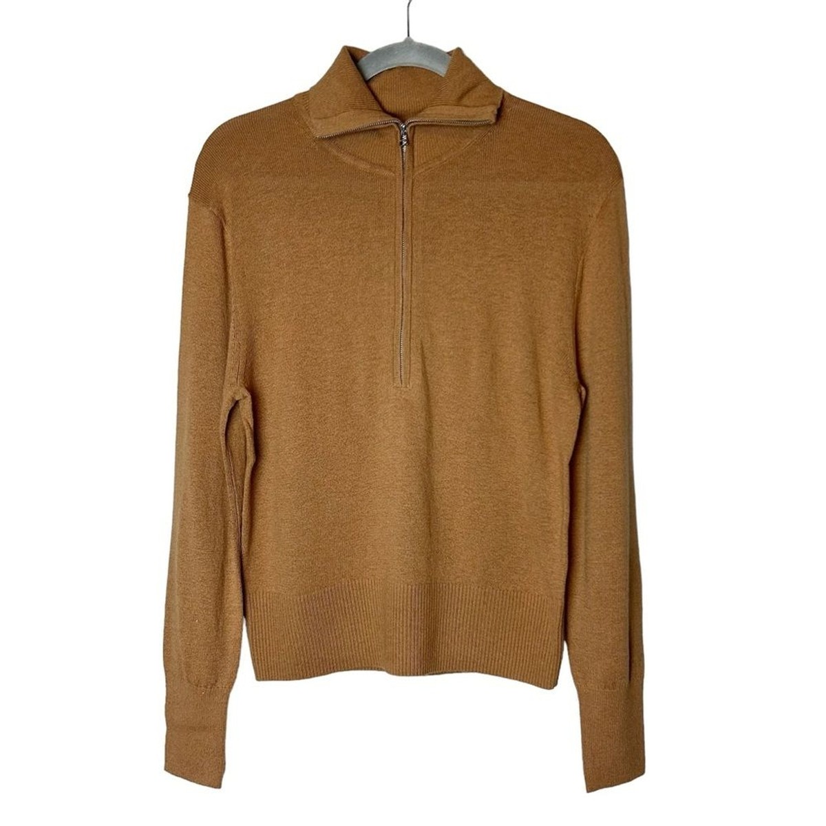 EVERLANE The Luxe Merino Half-Zip Sweater Size XS Wool Yak Tawny
