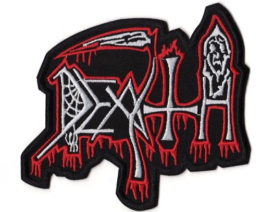 Death Patch Embroidered Sew On Band White Red Logo American Progressive Metal