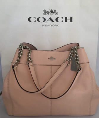 COACH F28998 Lexy Shoulder Bag Pebble Leather With Chain Strap SV/Light Pink NWT | eBay