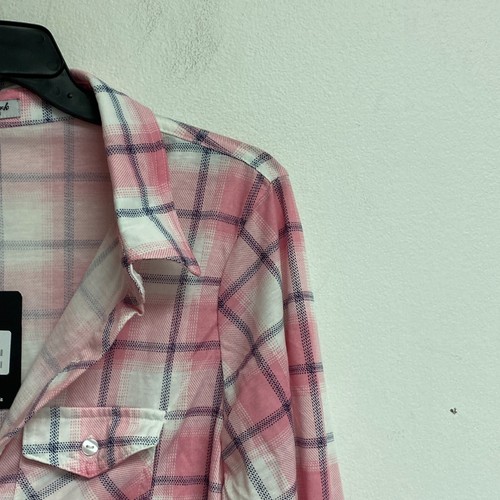 White Mark oakley plaid women's 3/4 sleeve button-down shirt Size L pink/White - Picture 4 of 16
