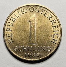 1990 Austria 1 One Schilling - Aluminum Bronze - Austrian - World Coin - Europe