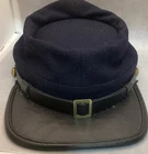 Authentic Large Blue Civil War Replica Kepi Hat Durable Wool Leather Construc...